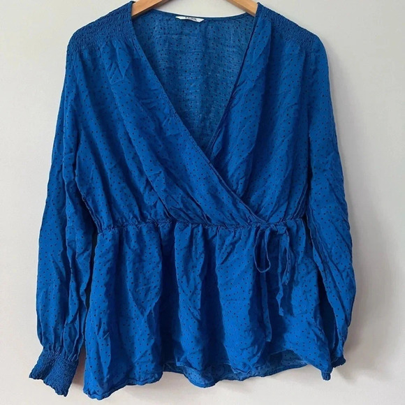 Penningtons Tops - Penningtons Long Sleeve  Blouse | Blue Polka Dots | Size X